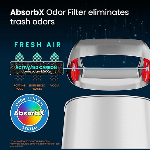 iTouchless 16 Gallon Oval Open Top Trash Can and Recycle Bin with Dual AbsorbX Odor Filters Slim Space-Saving Large Capacity Commercial Grade for Home Office Garage Business Stainless Steel