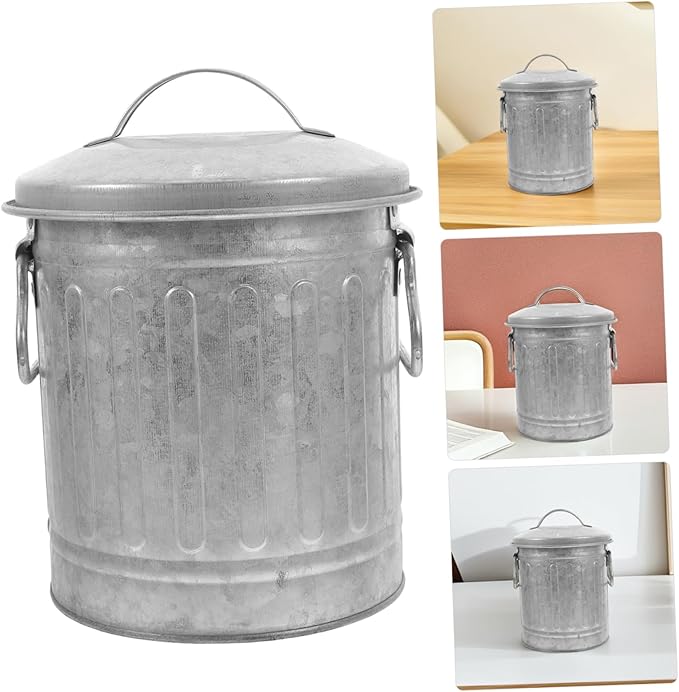 Small Bucket Shaped Trash Can with Lid Office Rubbish Bin for Home Desk Compact Wastebasket for Desktop Storage and Convenient Garbage Disposal