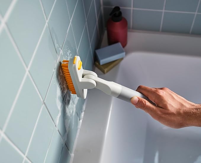 Joseph Joseph CleanTech Household Cleaning 2-Piece Set for Bathroom &amp Kitchen Includes: 2-in-1 Tile Scrubber with Grout Brush and 3-in-1 Detail Brush with Nylon Scraper Tip
