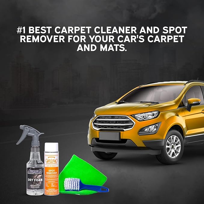 LANE'S Carpet Cleaning &amp Spot Remover Kit - 32oz Dry Foam Spot Remover Carpet Brush Microfiber Towels No Water is Needed Safe and Easy to Use