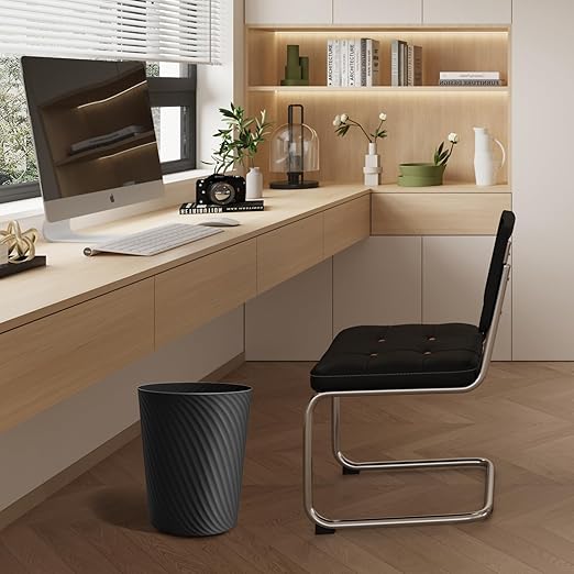 Small Trash Can 1.8 Gallons Bathroom Trash Can &amp Garbage Can with 6 Trash Bags Bedroom Trash Bin &amp Waste Basket for Office Bedroom Living Room Kitchen Compact Space (6-Black)