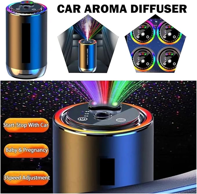 3-Color Starry Sky Car Aromatherapy Diffuser - Automatic Air Freshener &amp Perfume Sprayer for Baby and Family(50ML X09 Ocean)