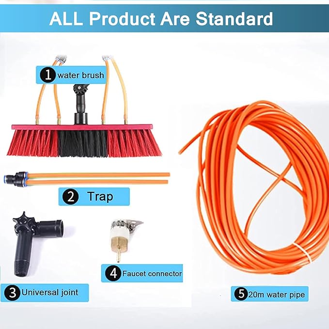 Telescopic Solar Panel Cleaning Brush 3-12 m Window Cleaner Pole for Long Reach Window Cleaning Water Fed Pole Kit Cleaning System30cm Brush Head8 m