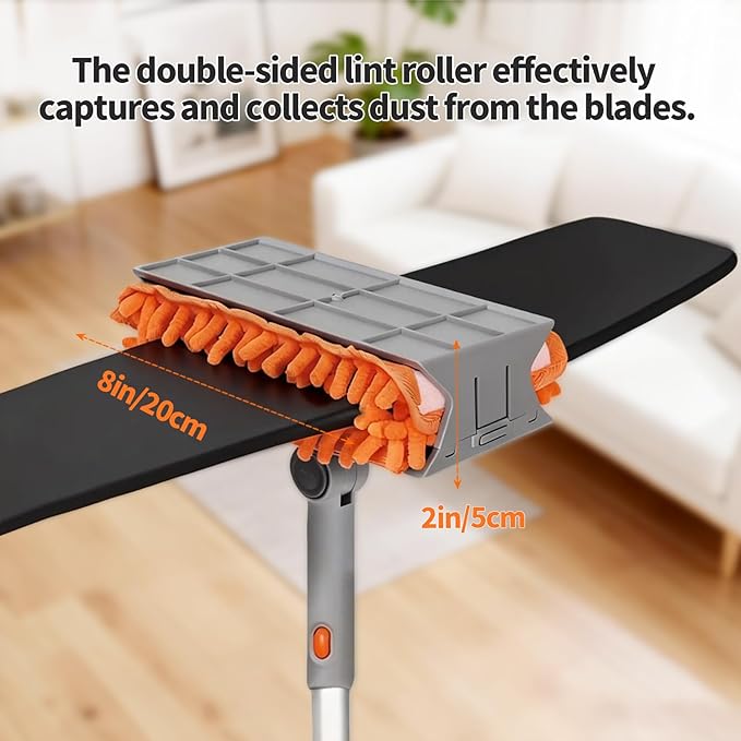 Ceiling Fan Cleaner Duster with 72‘’ Extendable Long Handle Cleaning Duster Kit Reusable Chenille &amp Microfiber Mop Head for High Ceiling Fan Blade Wall Blinds Cobweb
