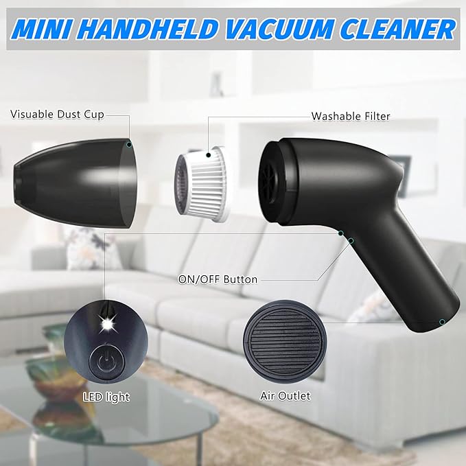 4.3Kpa Keyboard Vacuum Cleaner Mini：Handheld Computer Vacuum Cordless for Car Laptop Sewing Machine Portable Keyboard Vac USB Desk Crumbs Dust Cleaners