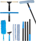 Swivel Squeegee Kit with 4 Extension PolesGlass Scraper Bendable Duster 2 Window Scrubber Cloth for Glass Car Floor HomeGarden