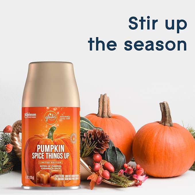 Glade Automatic Spray Refill Air Freshener for Home and Bathroom Pumpkin Spice Things Up 6.2 Oz 2 Count
