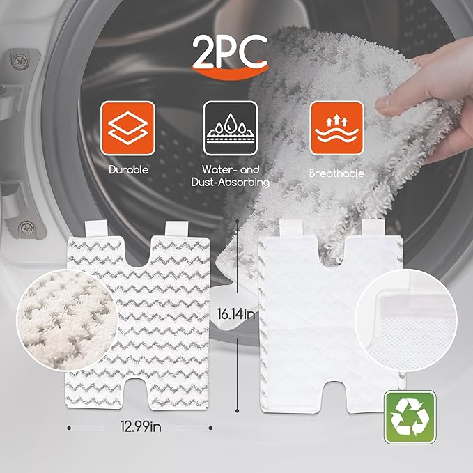 Steam Mop with Attachments/Pad 2PCSUnique Double-Sided Flip Design - 260°F/126°C High Temperature Deep Cleaning Floor Steamer for Kitchen Living Room Wood Floor Tile Cleaning