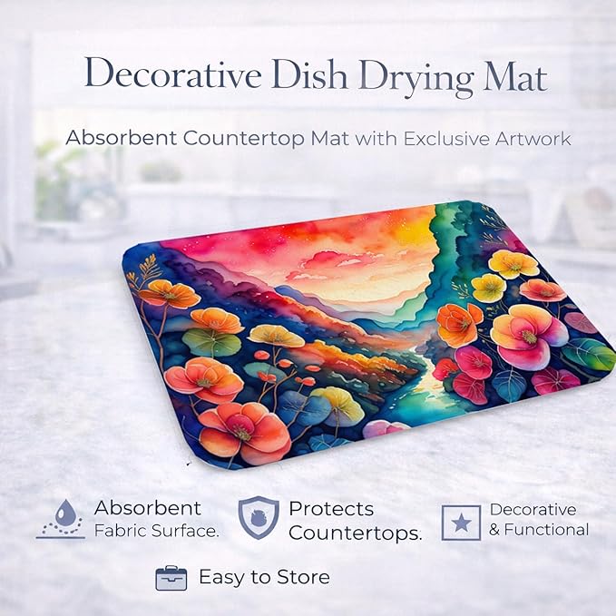 Caroline's Treasures DAC1410DDM Begonias in Color Dish Drying Mat Absorbent Dish Drying Mat Pad for Kitchen Counter Dish Drainer Mat for Countertop 14 x 21 Multicolor