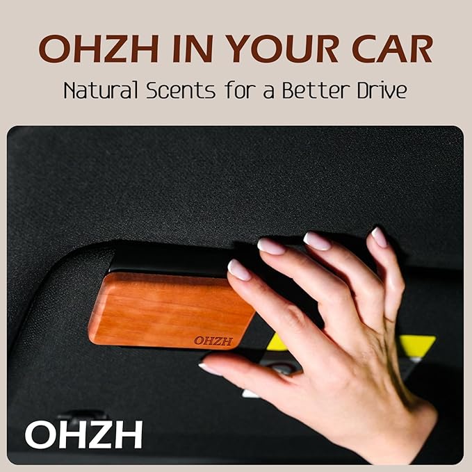 Car Air Freshener-The Original Wood Air Freshener-Car Odor Eliminator for Visor Clip-Long Lasting ScentVehicle Scent Diffuser for Truck &amp SUV-Pack of 4 (Teak-Amber-Cabana-Grove) INCLUDED 2 CLIPS