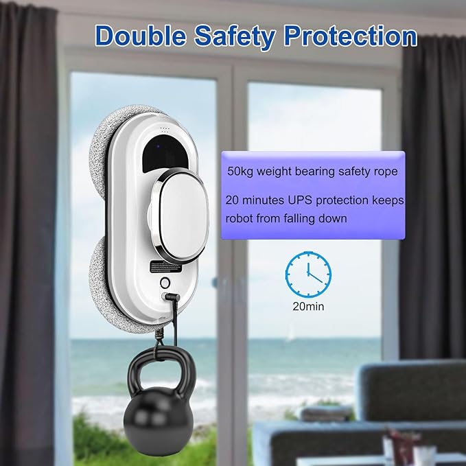 Window Cleaner Robot 5600Pa Strong Suction Window Automatic Cleaning Robot Smart Path Planning Powerful Dual Spinning Mop Remote Control Dual Safety Protection for Effortless Cleaning