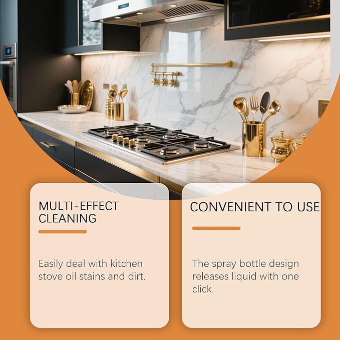 Heavy Oil Stain Cleaner KitchenHeavy Duty Kitchen Degreaser Spray Heavy Oil Cleaner Stain Oven Stove Range Hood Sink (2PC)