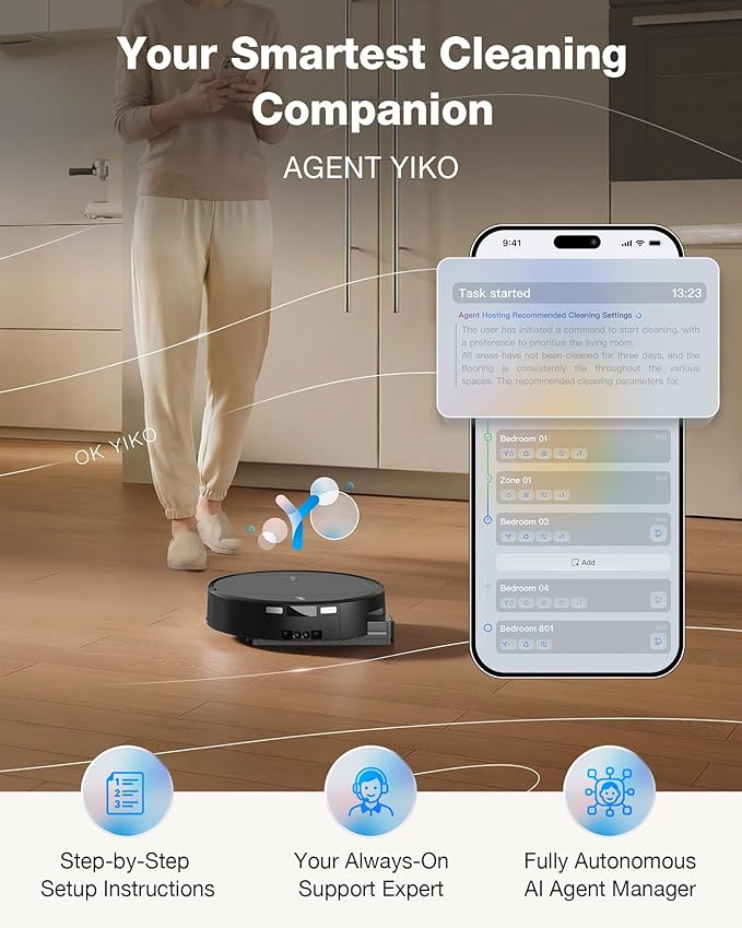 ECOVACS DEEBOT T90 PRO OMNI Robot Vacuum and Mop 30000Pa Suction Instant Self-Cleaning OZMO Roller Mop TruEdge Deep Edge Cleaning ZeroTangle Hot Water Wash &amp 145°F Air Dry AI Obstacle Avoid