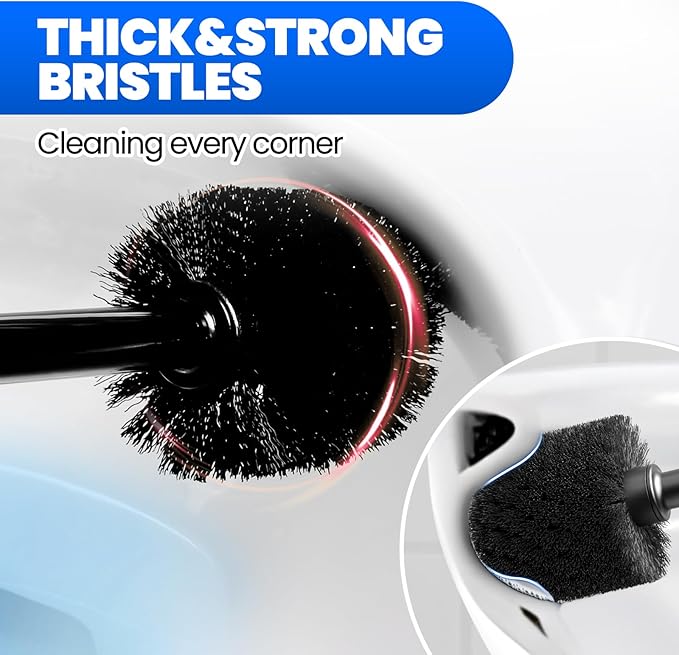 2Pack 2 in 1 Toilet Brush and Plunger Set Extended Handle PlungerToilet Bowl Brush Plunger SetBathroom Cleaning ToolsCleaning BrushToilet Brush Plunger Combo(Bright Black)
