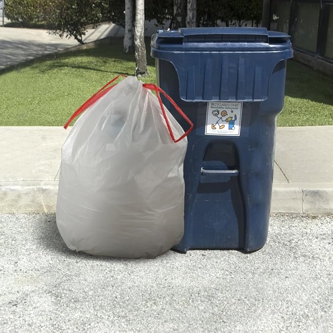 30 Gallon Drawstring Trash bags White 65 Counts