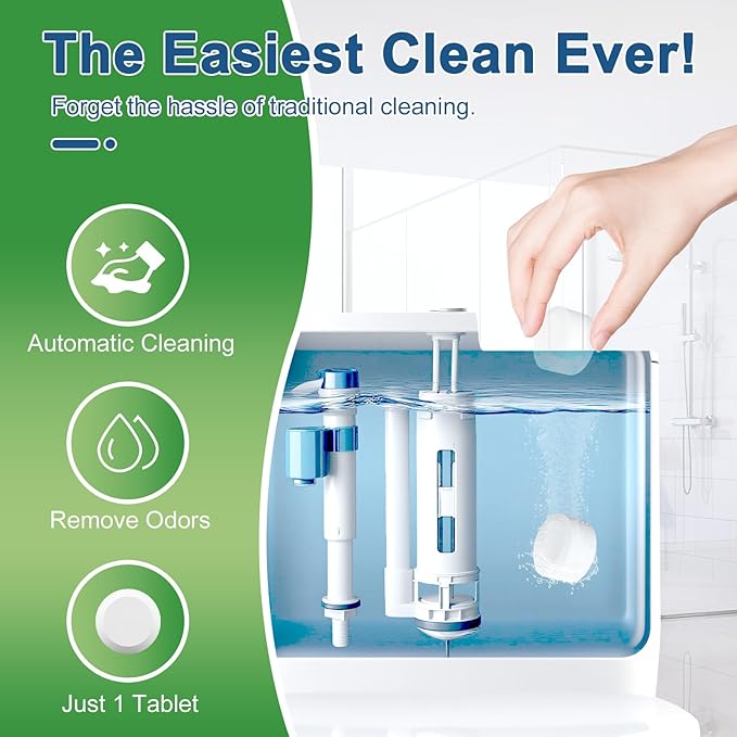 Toilet Bowl Cleaners Bleach Tablets 54 PACK Automatic Toilet Tank Cleaner Bathroom Cleaner Against Tough Stains No Scrubbing Continuous Clean Sparkling Fresh