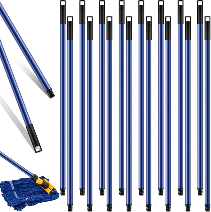 Gisafai 20 Pcs Broom Handle with Threaded Tip Powder Coated Broom Handle Metal Cleaning Pole with Plastic Thread Stick for Floor Brushes Replacement Cleaning Tools Accessories(20 Pcs)