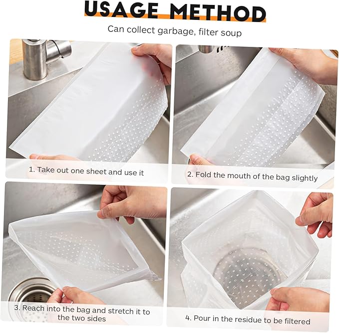 Baluue 150 Pcs Self Standing Kitchen Trash Bags with Hollow for Food Drainage Material Waste Bin Liners for Bathroom Office Bedroom and Picnic Use