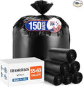 Delxo 55-60 Gallon Black Trash Bags 150 Count – Medium Duty Contractor Garbage Bags Thick Durable &amp Puncture-Resistant Plastic – Made in USA for Kitchen Yard Office &amp Party