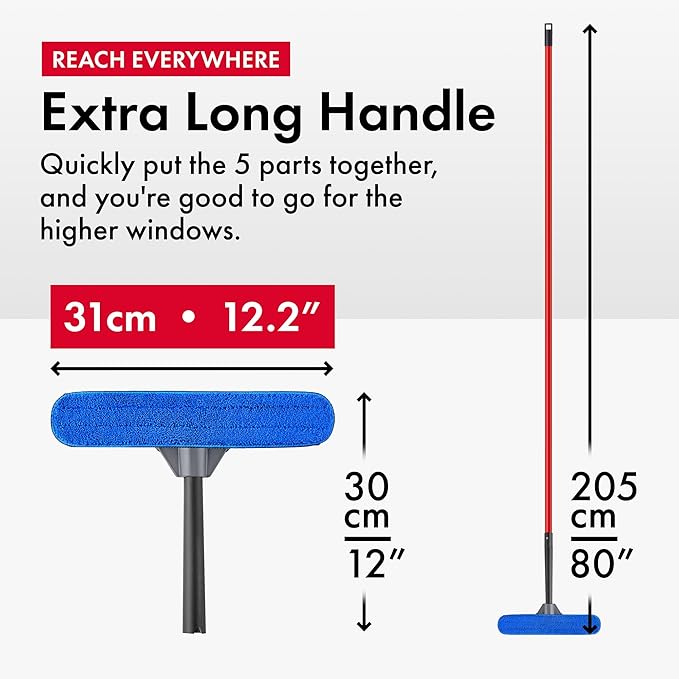 Tyroler 2-in-1 High Window Cleaner Squeegee | 12-80 Anti-Rust Handle | 100% Silicone Scratch Free for Superior Durability and Protection
