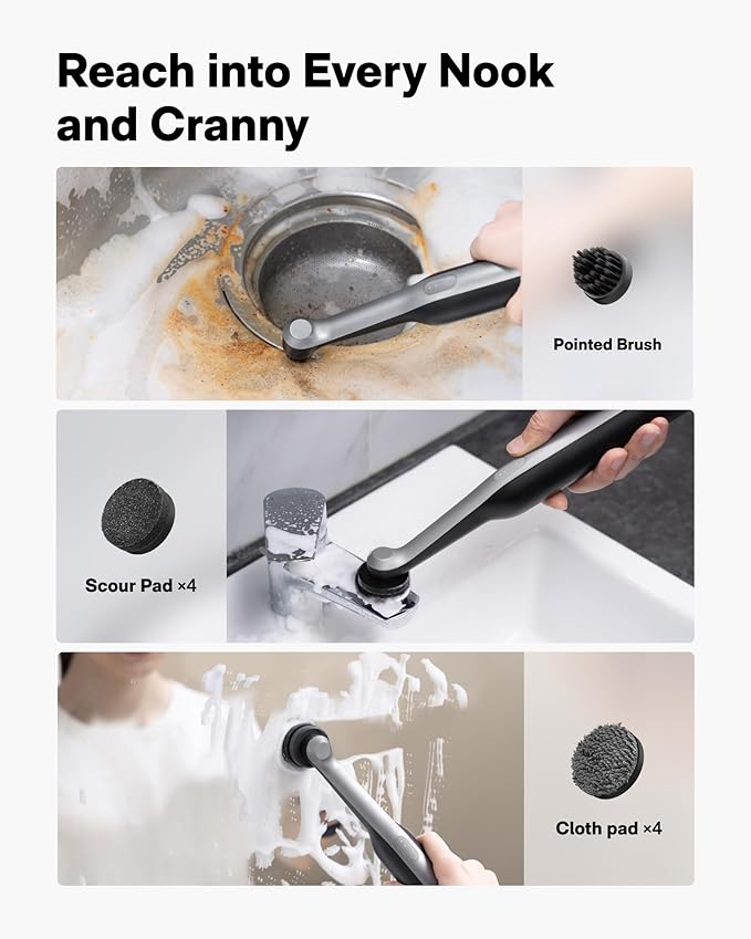 HOTO Wand™ Grout Brush and Kitchen Spin Scrubber