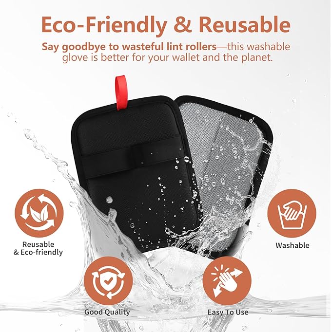 2 Pcs Pet Hair Removal Glove - Upgraded Electrostatic Pet Hair Remover Gloves for Cats &amp Dogs Reusable &amp Washable Magic Brush Pet Hair Removal Tool (Black L)