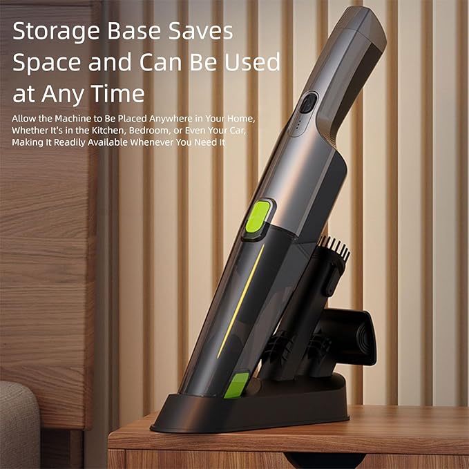 Handheld Vacuum Cleaner Cordless 6000Pa Suction with LED Light Dual Speed Rechargeable Mini Vacuum for Home Car &amp Pet Hair Low Noise 44–55dB Type-C Fast Charging Lightweight 430g