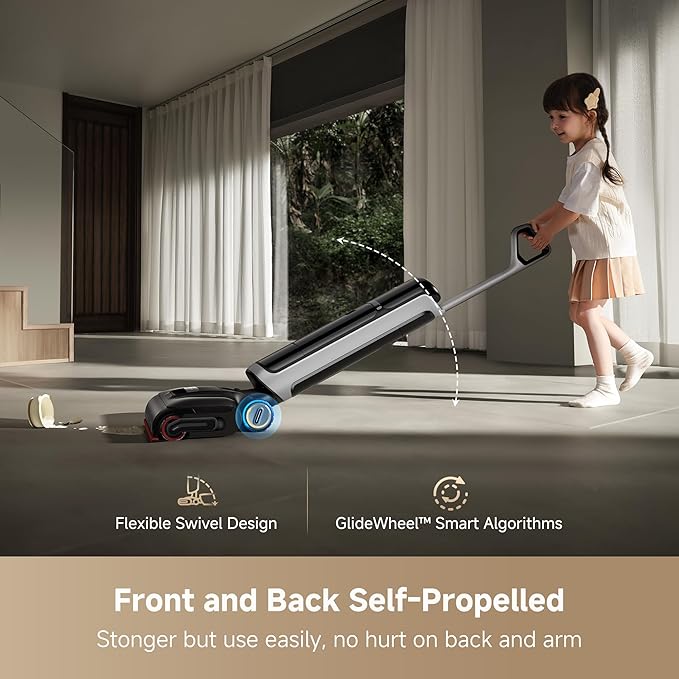DREAME H15 Pro Heat Wet Dry Vacuum Cleaner 185°F Hot Water Floor Cleaning Cordless Vacuum Mop with GapFree AI Robotic Arm 22KPa Suction 0 Hair Tangle 212°F Self-Clean 194°F Hot Air Drying