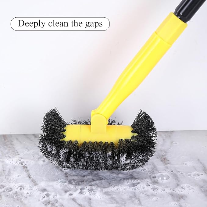 Grout Cleaning Brush with Long Handle - Hard Bristle Hand Held Grout Cleaner Brush for Tile Grout Shower Cupboard Corner Cleaning