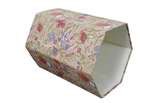 Generic 3.3 Gallon Cotton Hand Block Printed Paper Waste Basket |Small Decorative Trash Can for Housewarming Gifts in Living Room Bedroom Bathroom | Eco-Friendly Plastic-Free (1 CR. BLUE GREEN)