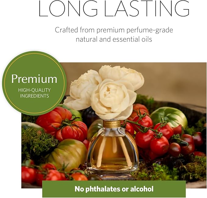 Agraria Monique Lhuillier Tomato Oakmoss AirEssence Fragrance Reed Diffuser 7.4 Oz Fresh Alluring Sola Flower Earthy Scent Diffusers for Home