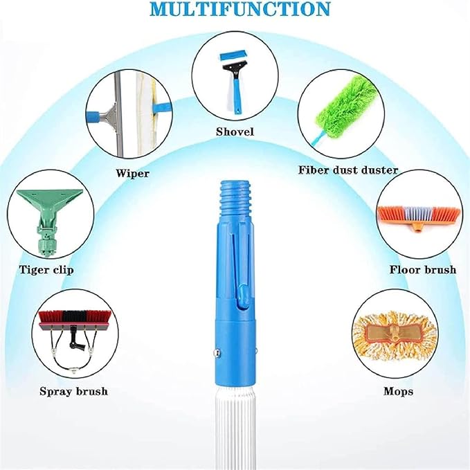 Outdoor Window Cleaning Pole Water Fed Telescopic Brush Water Fed Pole Kit with Hose Spray Solar Panel Cleaning System (5.4m/18ft)