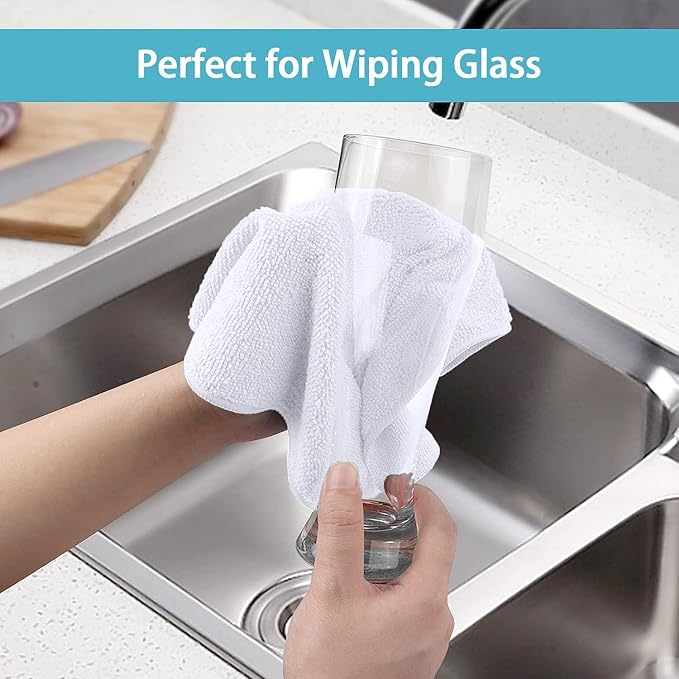 HOMEXCEL White Microfiber Cleaning Cloth 100 Pack Microfiber Towel for Cars Lint Free Scratch-Free Highly Absorbent and Cleaning Rags for House Window and Glass Cars TV Screen 11.5 X11.5 inch