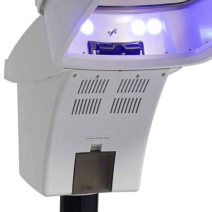 Ultrasonic Ozone Hair Steamer Micro Mist Salon Styling Floor Hair Steamer Rolling Salon Ozone Hair Care SPA Steamer Oil Treatment with Rolling Floor Stand Base 7 Light (US Stock)