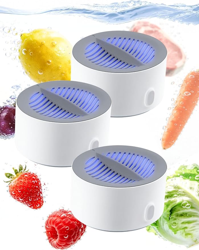 ERYNA Vegetable Cleaner Vegetable Cleaner 3-Minute Clean Home Produce Sanitizer with Electrolysis Purifier Technology Portable Wireless Fruit Washer for Washing Fruits Vegetables Meat (3PCS)