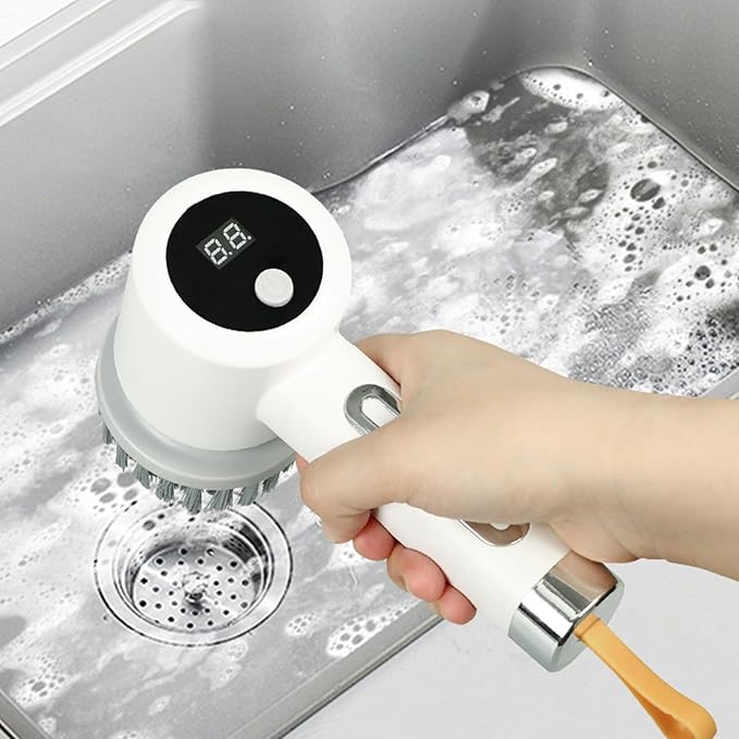 Electric Scrubber for Cleaning - 3-level Multifunctional Home Supplies with HandleBathroom Cleaning Brush | for Bathtub Tile Grout Floor Toilet Kitchen Wall Home Household Apartment Car Baseboard Was