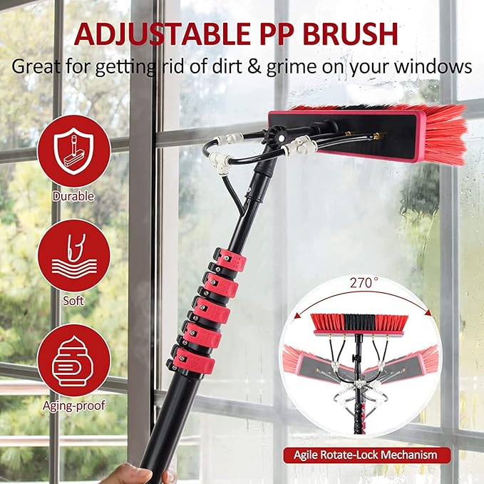 Water Fed Pole Kit Water Fed Telescopic Brush Outdoor Window Cleaner Extendable Cleaner Conservatory Roof Cleaning Photovoltaic (36FT/10.8M)
