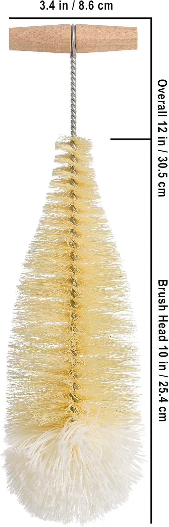 Redecker Tampico Fiber and Wool Soda Stream Bottle Brush with Beechwood Handle Unique Teardrop Shape Easily Cleans Bottles Jars and Specialty Glassware 12-inches Made in Germany