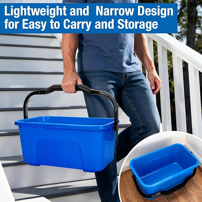 3 Gallon Mop Cleaning Bucket with Handle4 Pcs Compact Square Plastic Bucket for Window CleaningCar Washing Mopping &amp Household Cleaning Supplies Organizer Wash Water Bucket for Storage Blue Gre