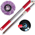 Spin Mop Replacement Handle 47.6-inch 360 Degrees Rotating Telescopic Replacement Mop Stick with Robust Reinforced Plastic Disc for Spin Mop Bucket Cleaning System (Plastic DiscRed)