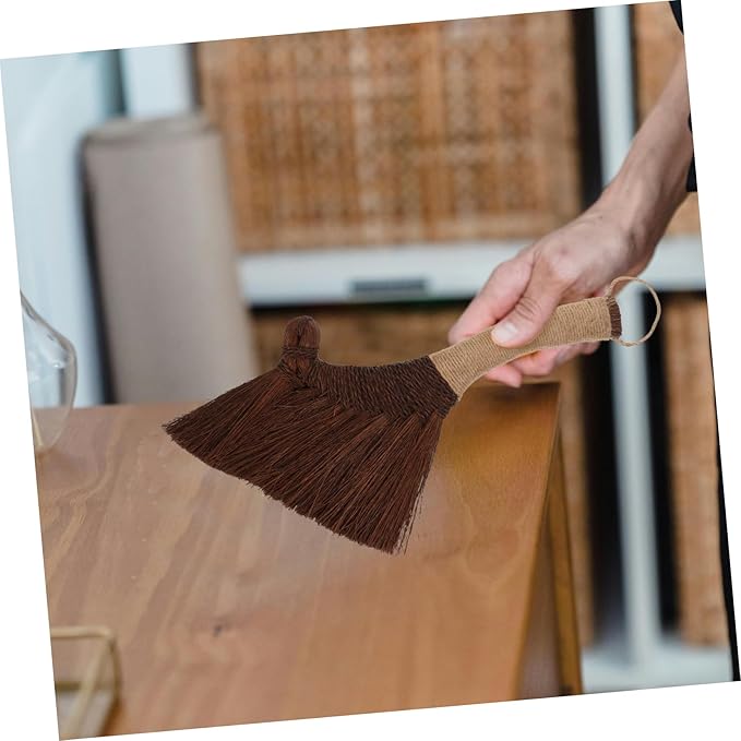 Dust Brush Desk Dust Mop Natural Broom Handmade Vietnamese Straw Gentle Furniture Easy to Clean Portable