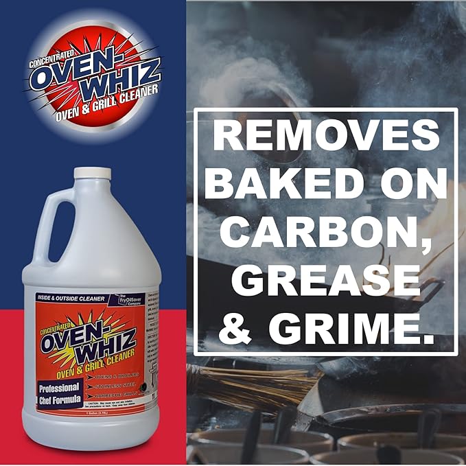 1 Gallon (128 Oz.) Oven-Whiz Oven &amp Grill Cleaner by FryOilSaver Co. Removes Tough Stains Carbon Grease &amp Food Burnt for BBQ Grills Ovens Grates for Home Kitchens Restaurant Food Trucks