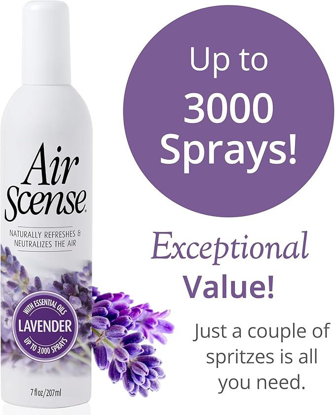 Air Scense Essential Oil Air Freshener Non-Aerosol 3-PK (Lovely Lavender Bundle) 1ea 7oz Lav and 2ea Lav/Van Spray &amp Go