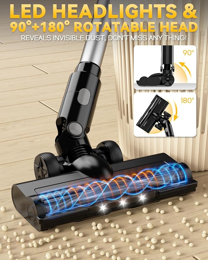 350W Cordless Vacuum Cleaner for Dewalt 20v Battery 35kPa Brushless Lightweight Stick Vacuum with 3 Mode Suction 6 in 1 Stick Vacuum Cleaner with HEPA for Floor Carpet Car (Battery Not Included)