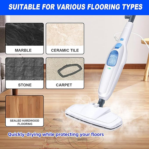 1500W Electric Cleaner Hot Steam Mop Cleaner Floor Steam Mop Detachable Handheld Cleaning Machines with 2 Washable Soft Mop Pads and 400ml Water Tank for Hardwood Floor Windows and Carpet Cleaning