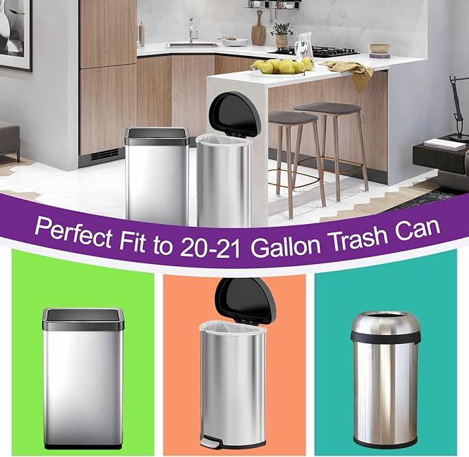 21 Gallon Drawstring Trash Bags 100 Count 1.2 Mil Heavy Duty Large Garbage Liners Fits All 20-21.1 Gallon 50-80 Liter Trash Can for Home Office Kitchen Compatible with Code G