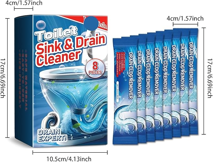 Toilet Drain Cleaner Powder - Unclog Toilets Prevent Blockages Eliminate Odors - Fast-Acting Formula(2PCS)