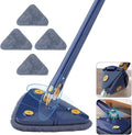 360° Rotatable Adjustable Cleaning Mop with 4 Replacement Pads-Extendable Triangle Shaped Microfiber Dust Mop with Long Handle for Wall CeilingHardwood Windows Floor Wall Tile Dust (Blue)