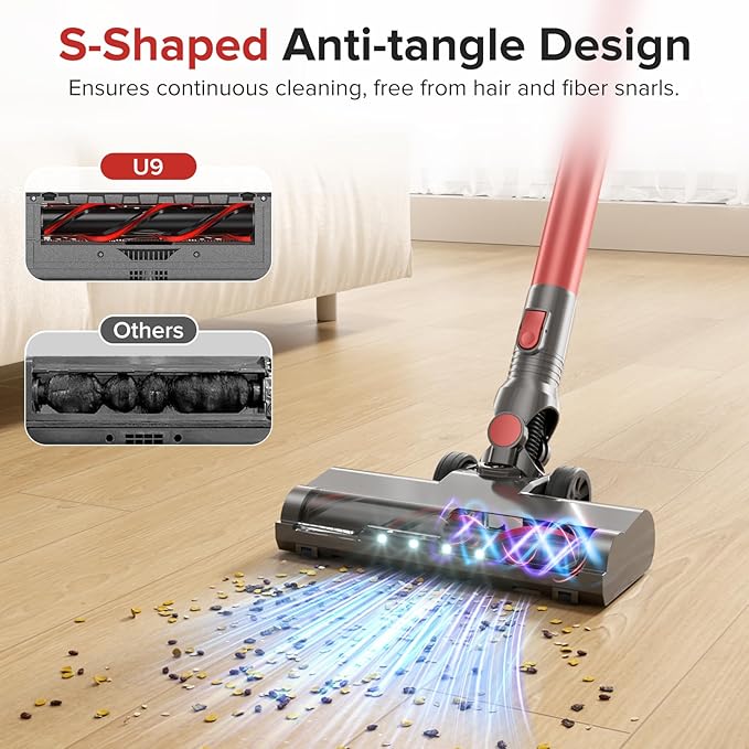 Cordless Vacuum Cleaner with Self-Standing 40KPA Stick Vacuum Cleaners for Home 8-in-1 Lightweight Rechargeable Vacuum 7-Layer FiltrationIdeal for Carpet Pet Hair Hardwood Floors