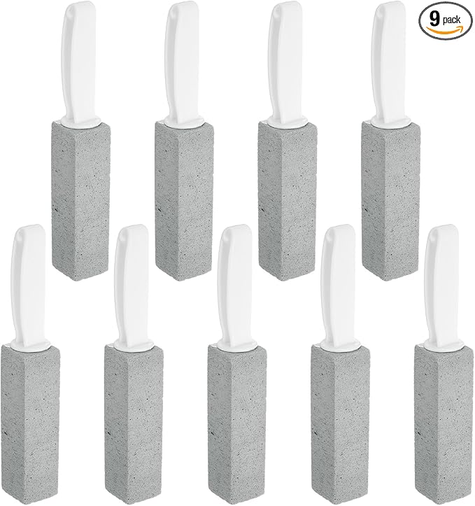 HARFINGTON 9pcs Pumice Stone Toilet Bowl Cleaner with Handle for Hard Water Marks Cleaning on Toilets Grills Tiles Grout Sinks Bathtubs Pools WhiteGray